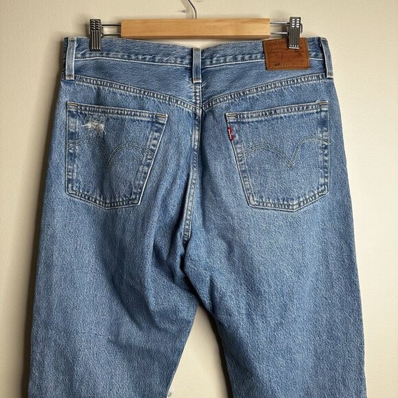 Levi's Distressed Blue Straight Leg Jeans - Picture 9 of 13
